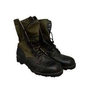 Ro-Search VTG Jungle Boot Mens 6.5W Black Olive Green Leather Combat Military
